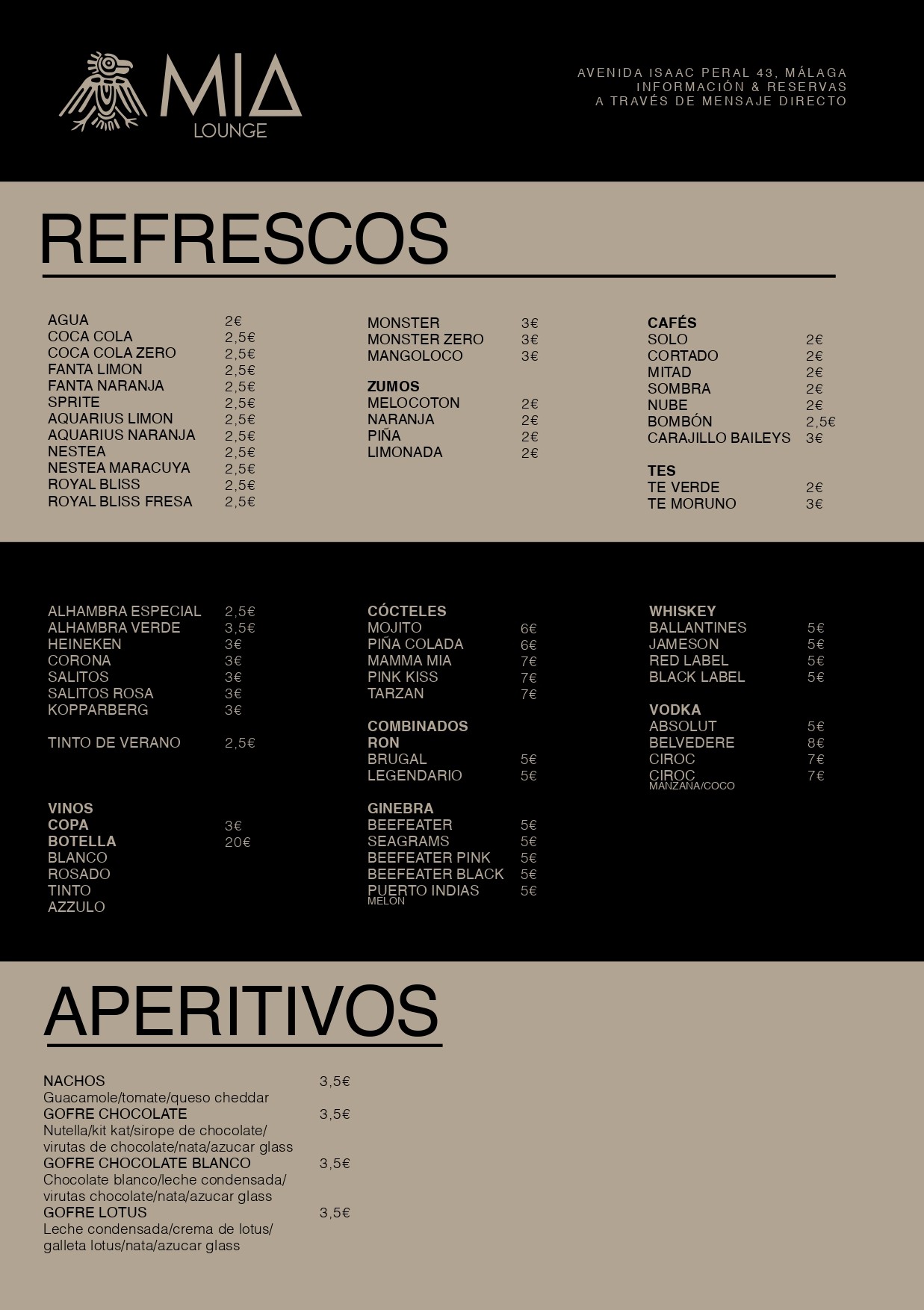 Carta del Restaurante